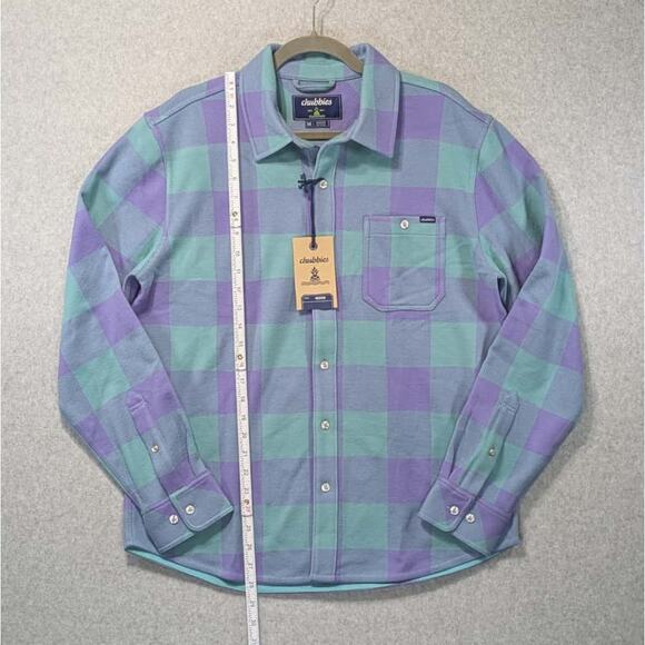 NWT Chubbies The Pic-a-nic Overshirt Plaid Flannel Mens M Green Purple - Picture 4 of 12